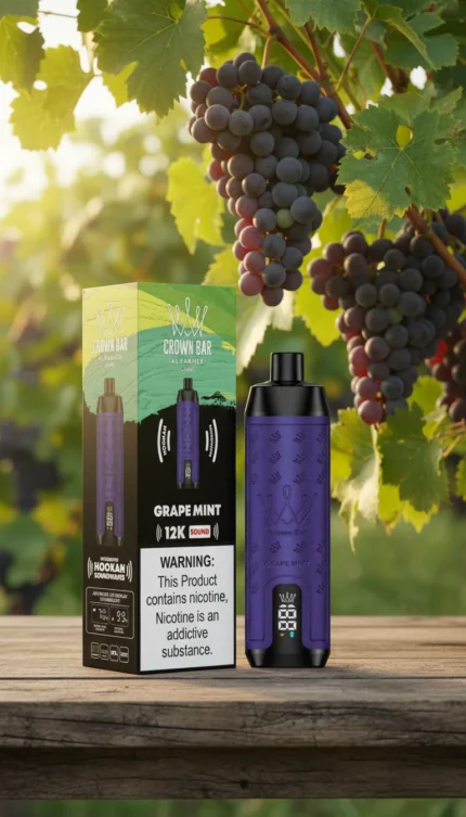 Crown Bar Al Fakher 12000 Puffs – Grape Mint Disposable Vape