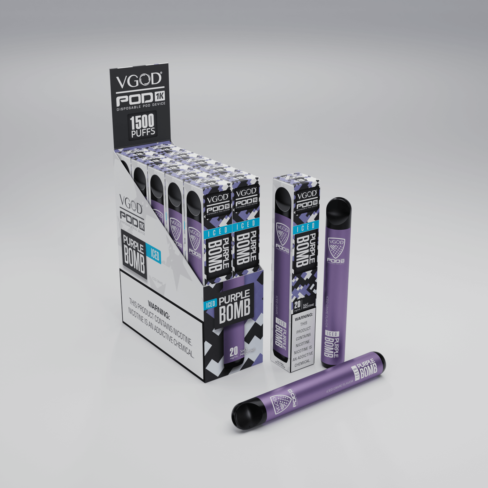 VGOD Pod - Purple Bomb Disposable Device 20mg -1500 Puffs