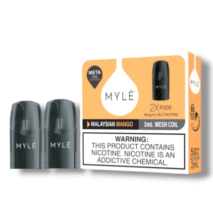 Myle V5 Malaysian Mango Meta Pods pack of two (2) disposable magnetic