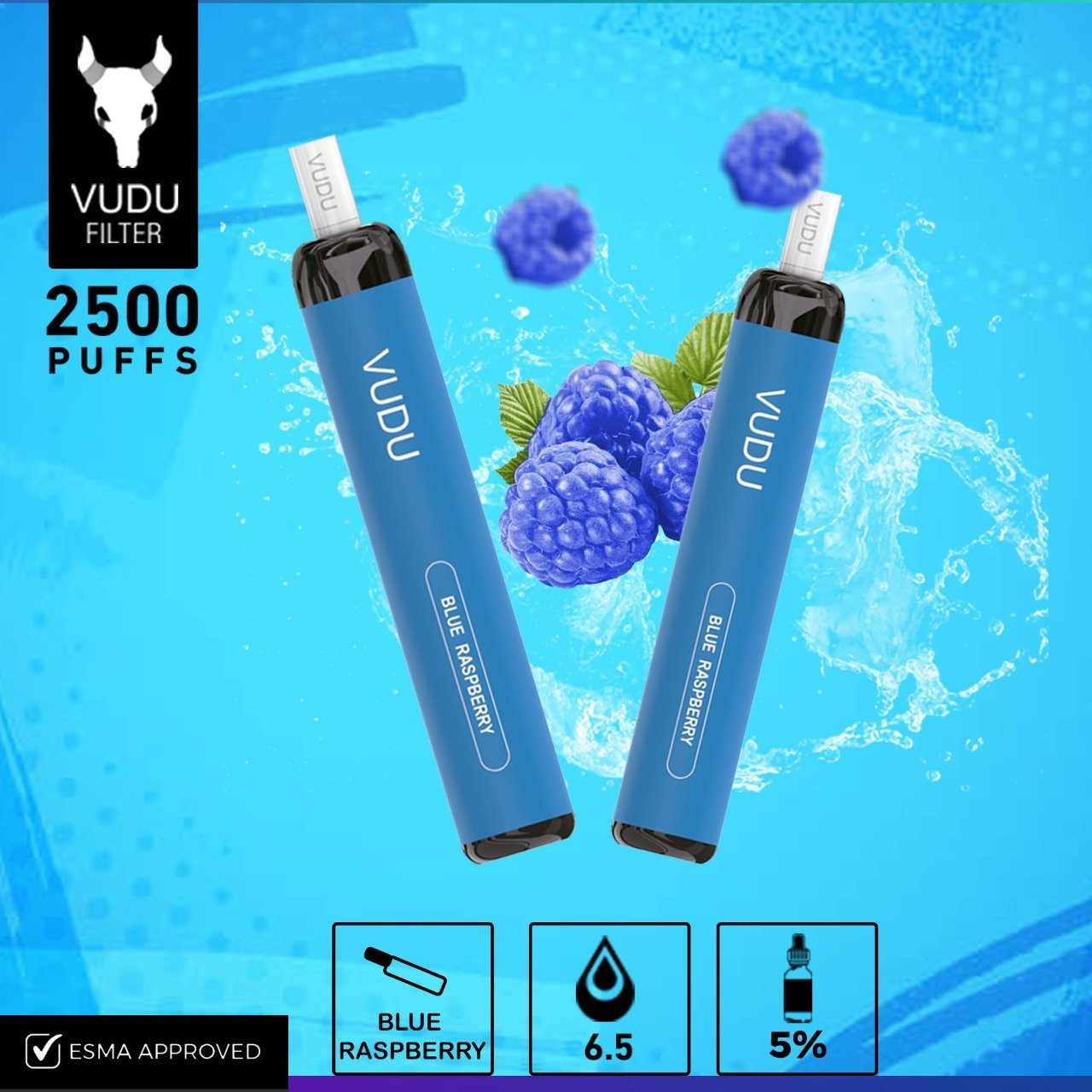 VUDU Filter - Blue Raspberry Disposable Pod Device (2500 Puffs)