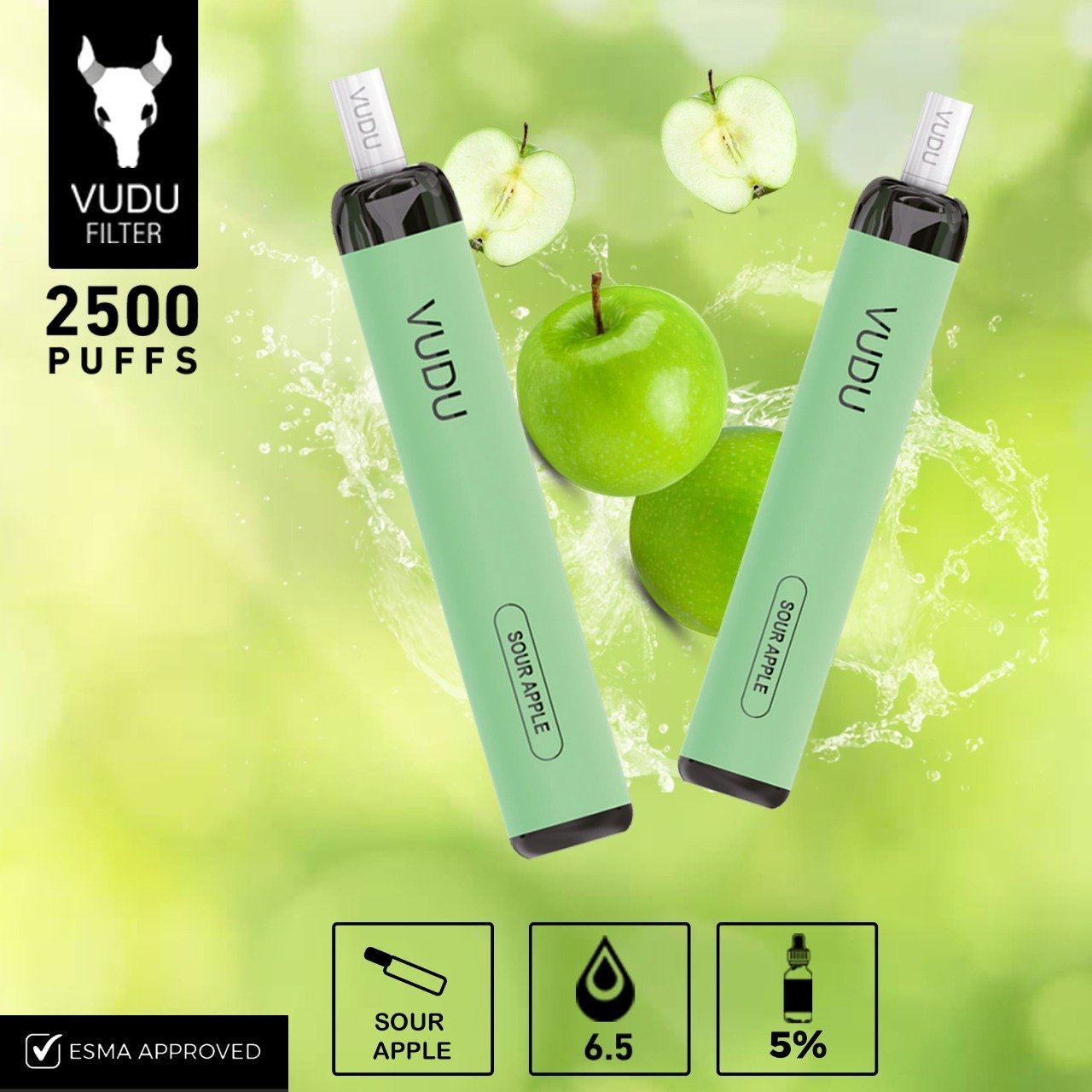 VUDU Filter - Sour Apple Disposable Pod Device (2500 Puffs)